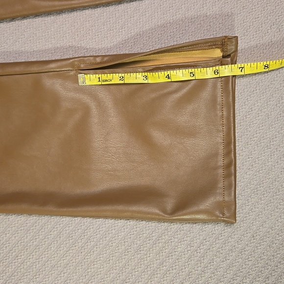 Women's faux leather pull-on pants - light brown, size US 4-6 - Picture 9 of 10
